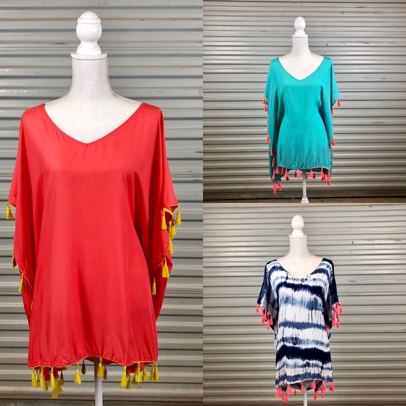 C&T Beach Women Colorful Coverups Tassle Details - Picture 2 of 8